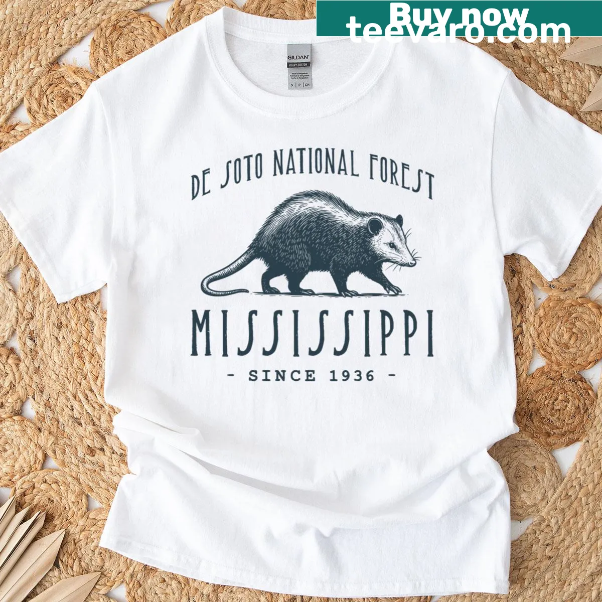 Vintage T-shirt featuring an opossum design for nature lovers — on a men's t-shirt