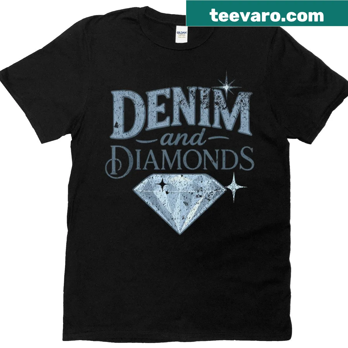 Faded vintage t-shirt inspired by denim and diamonds — on a men's t-shirt
