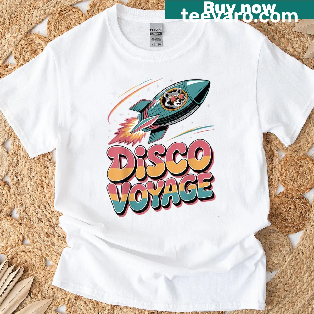Retro disco ball graphic T-shirt celebrating 70s disco culture — on a men's t-shirt