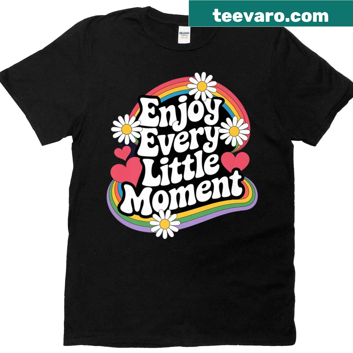 Retro positive vibe T-shirt with uplifting text and groovy design — on a men's t-shirt