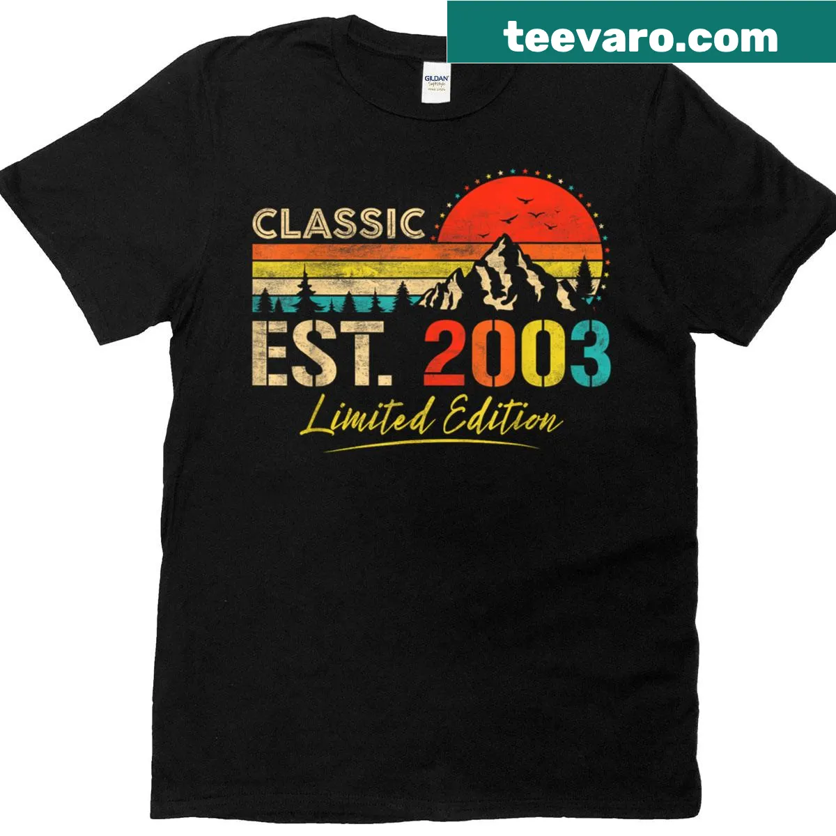 Vintage-style T-shirt with 'Est 2003' for birthday celebrations — on a men's t-shirt