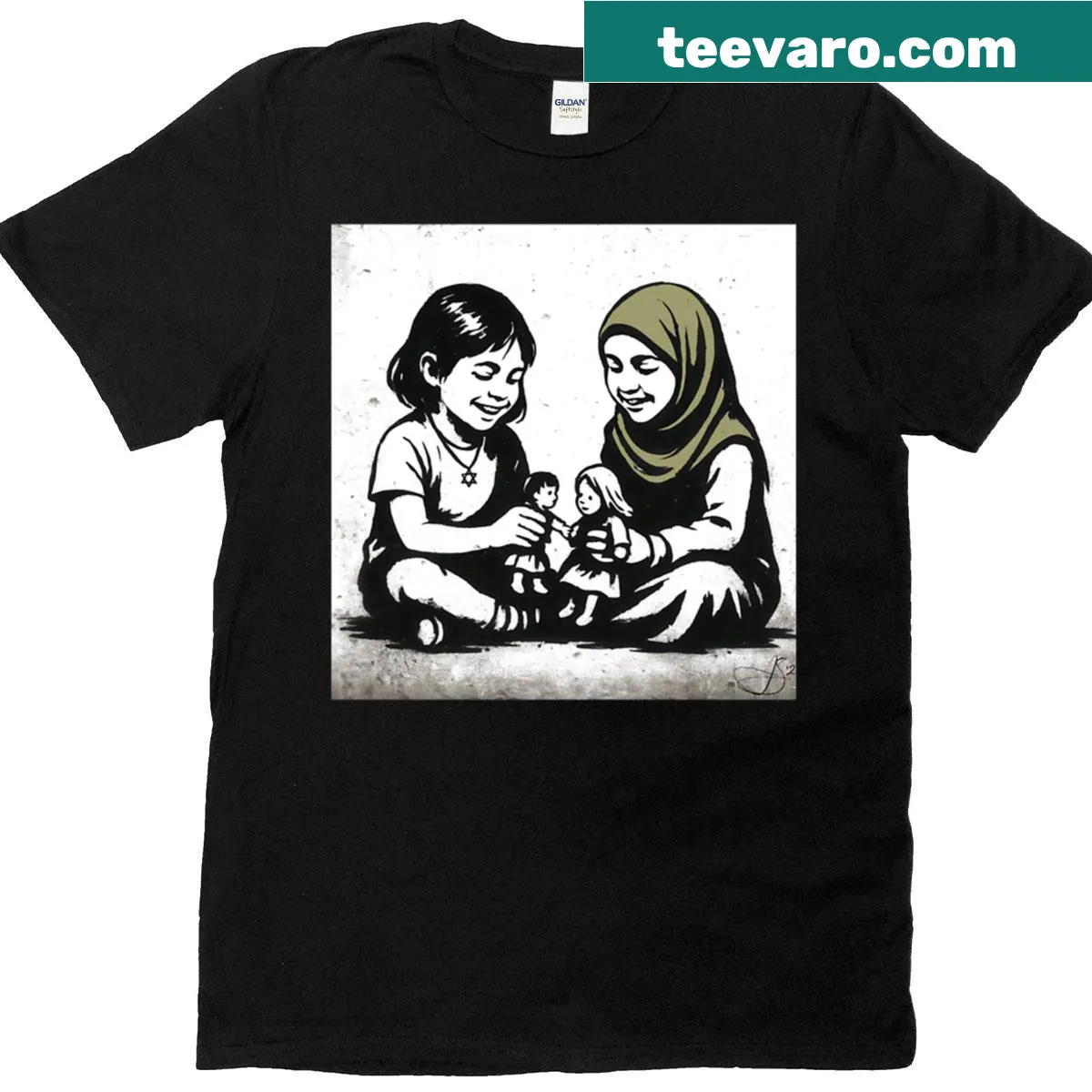 Vintage-distressed street art design promoting peace among cultures — on a men's t-shirt