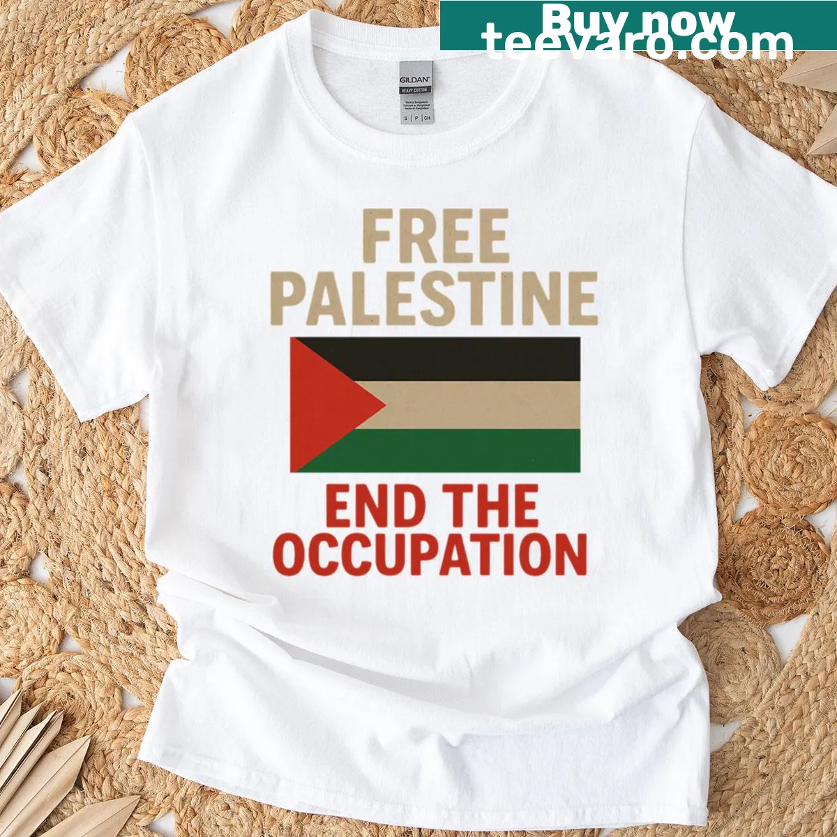 Oversized t-shirt with graphic advocating for Palestine — on a men's t-shirt