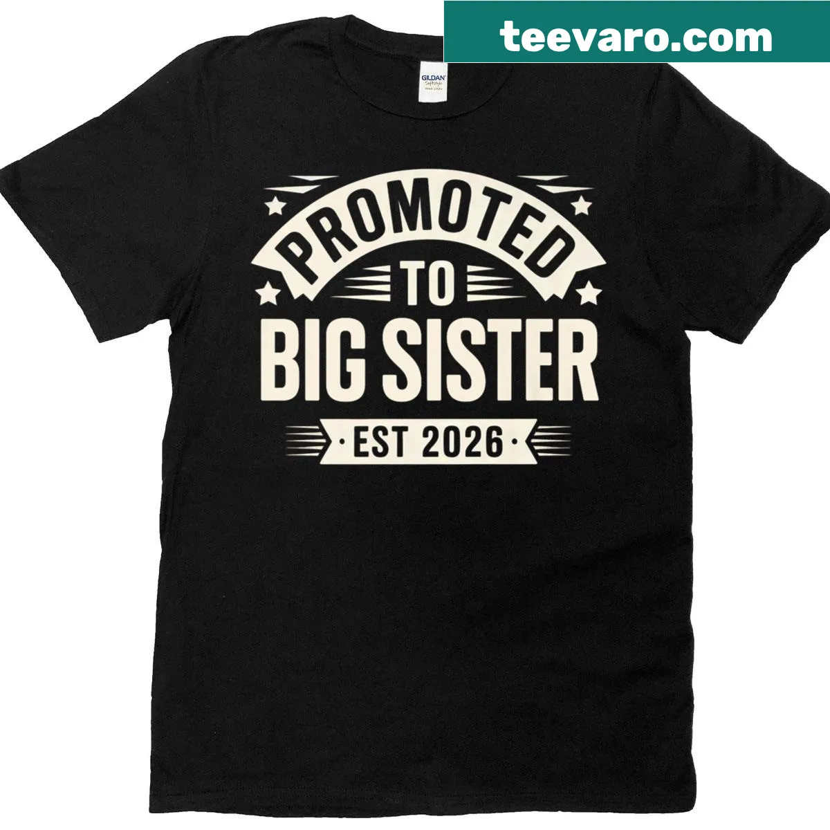 Vintage t-shirt announcing 'Promoted To Big Sister Est 2026' in a fun design — on a men's t-shirt