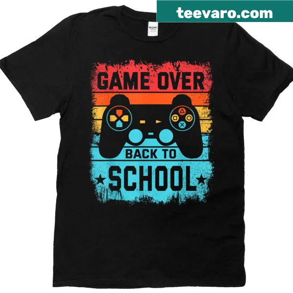 Vintage-inspired tee with 'Game Over' text for back-to-school.