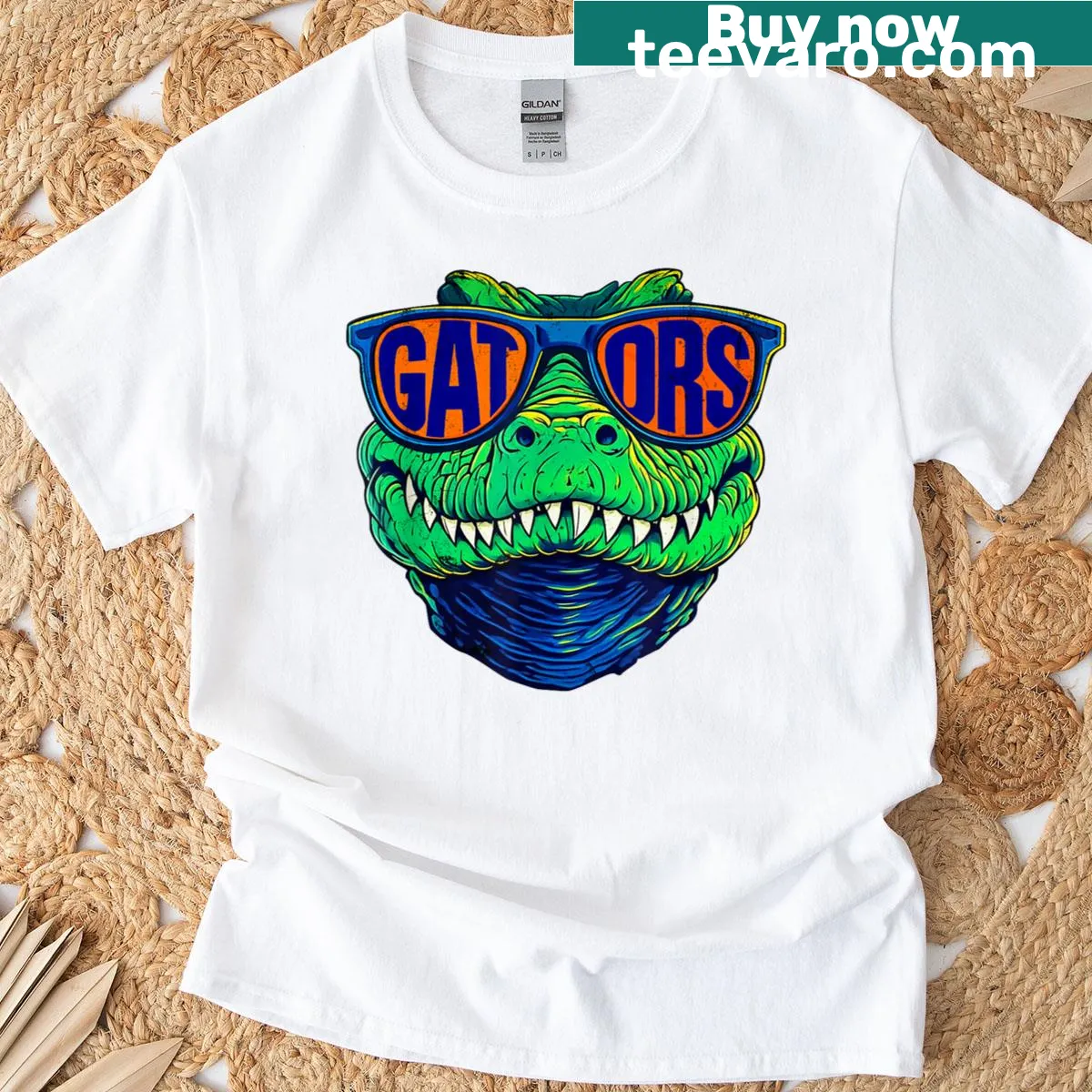Vintage gator graphic t-shirt with retro design elements — on a men's t-shirt