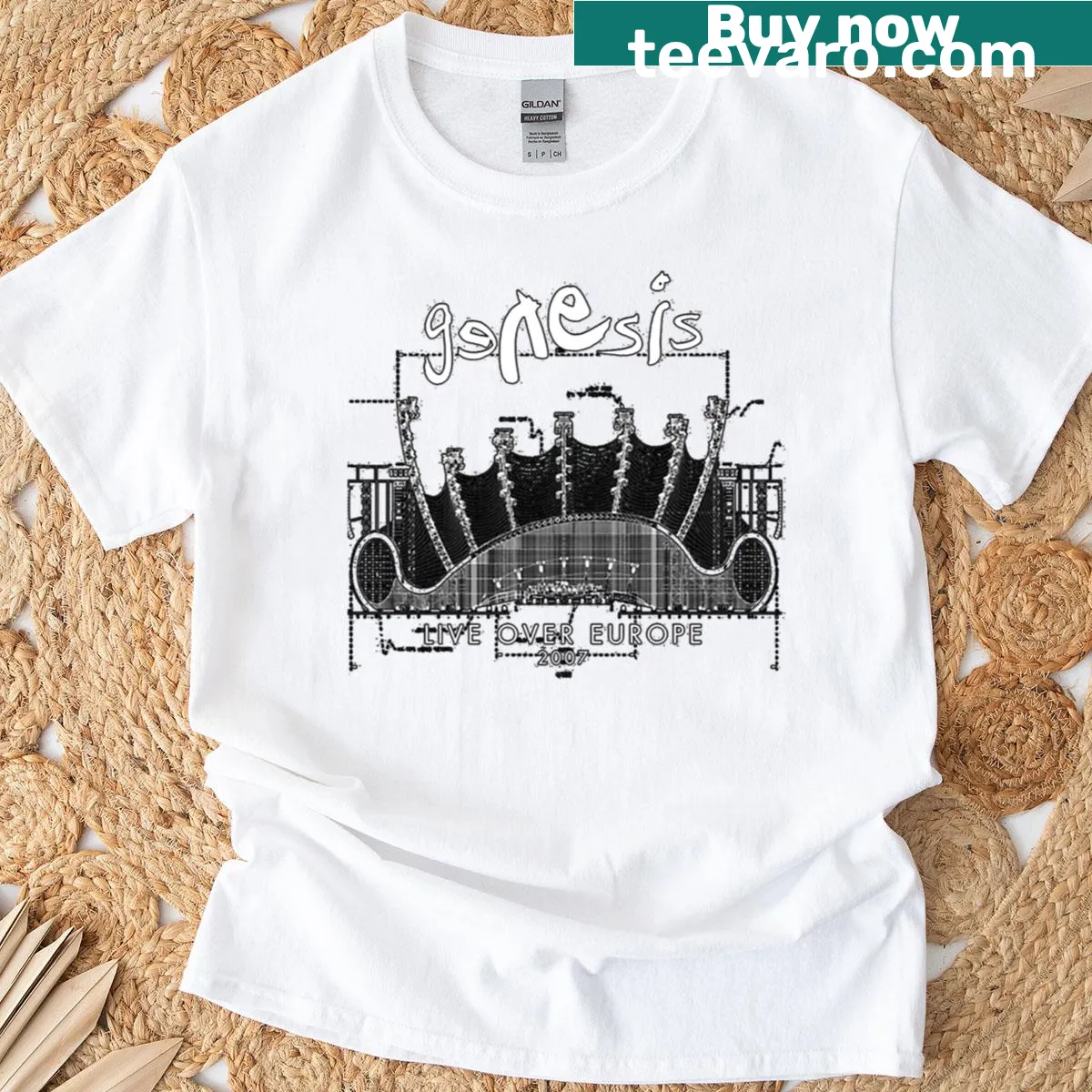 Genesis live performance graphic T-shirt — on a men's t-shirt