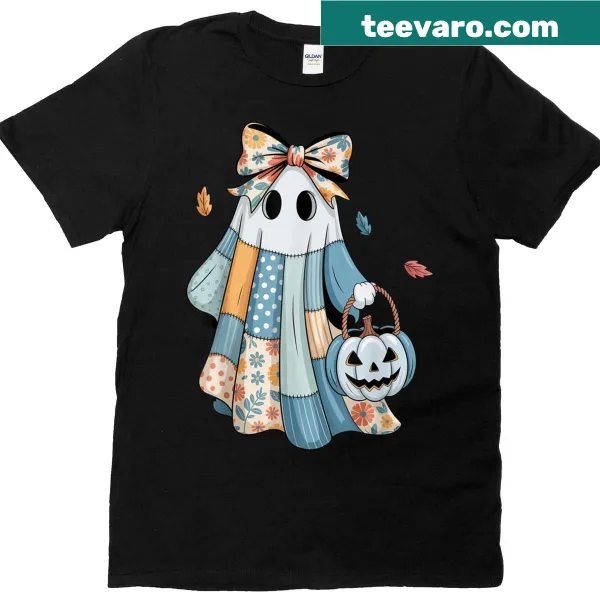 Cute ghost design with bow for Halloween t-shirt