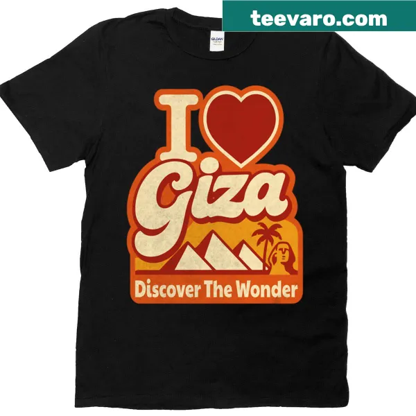 Vintage graphic T-shirt featuring the Giza pyramids design