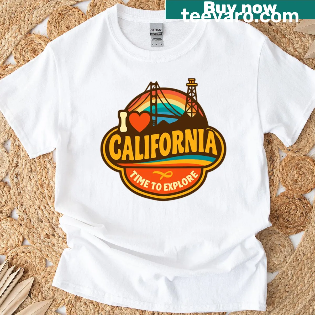 Golden State emblem design on a casual t-shirt — on a men's t-shirt