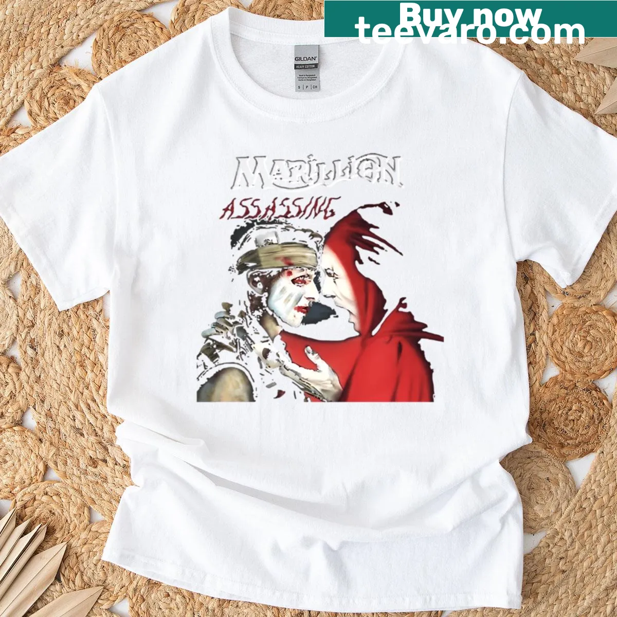 Artistic graphic tee inspired by Marillion's iconic album. — on a men's t-shirt