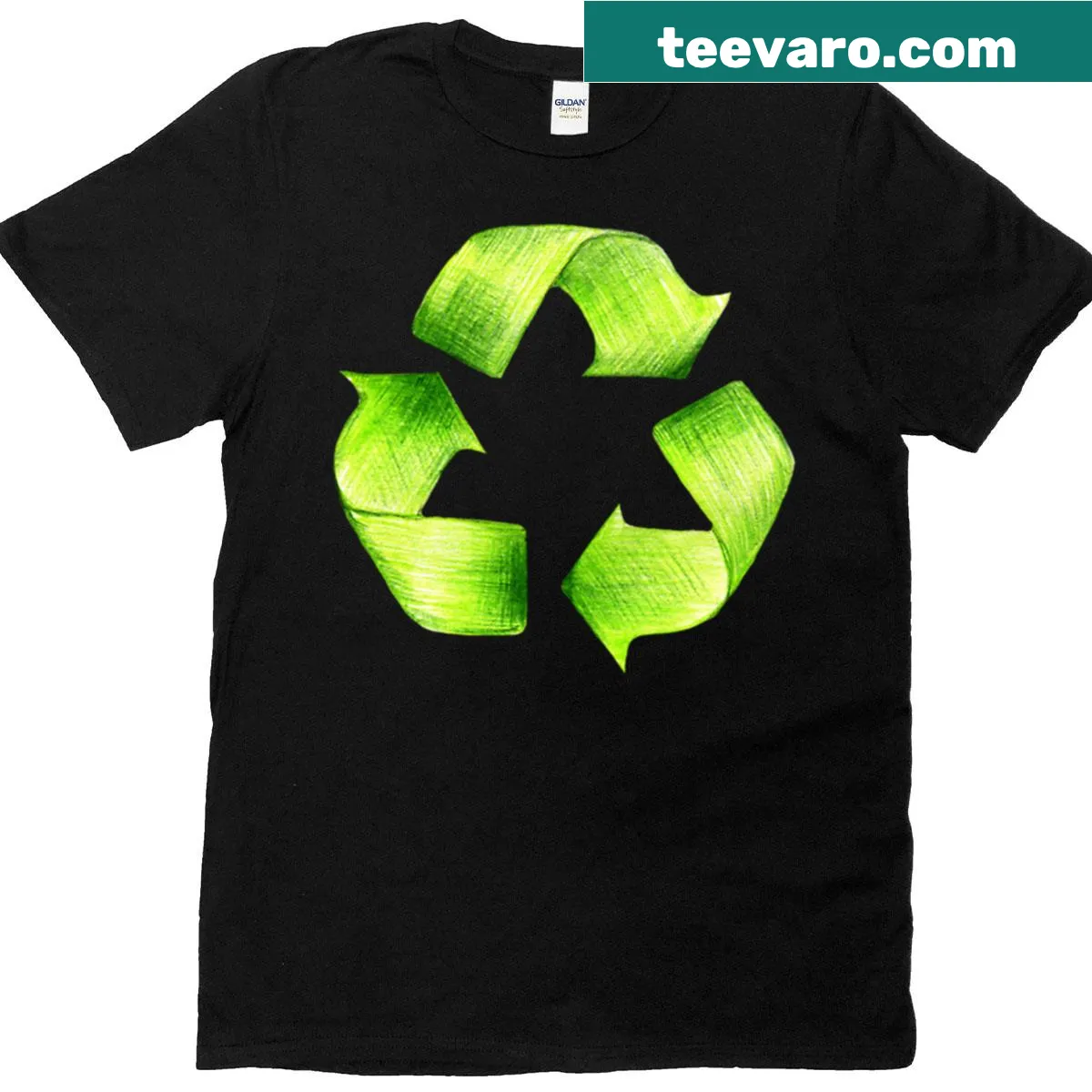 Minimalist recycling graphic on a T-shirt — on a men's t-shirt
