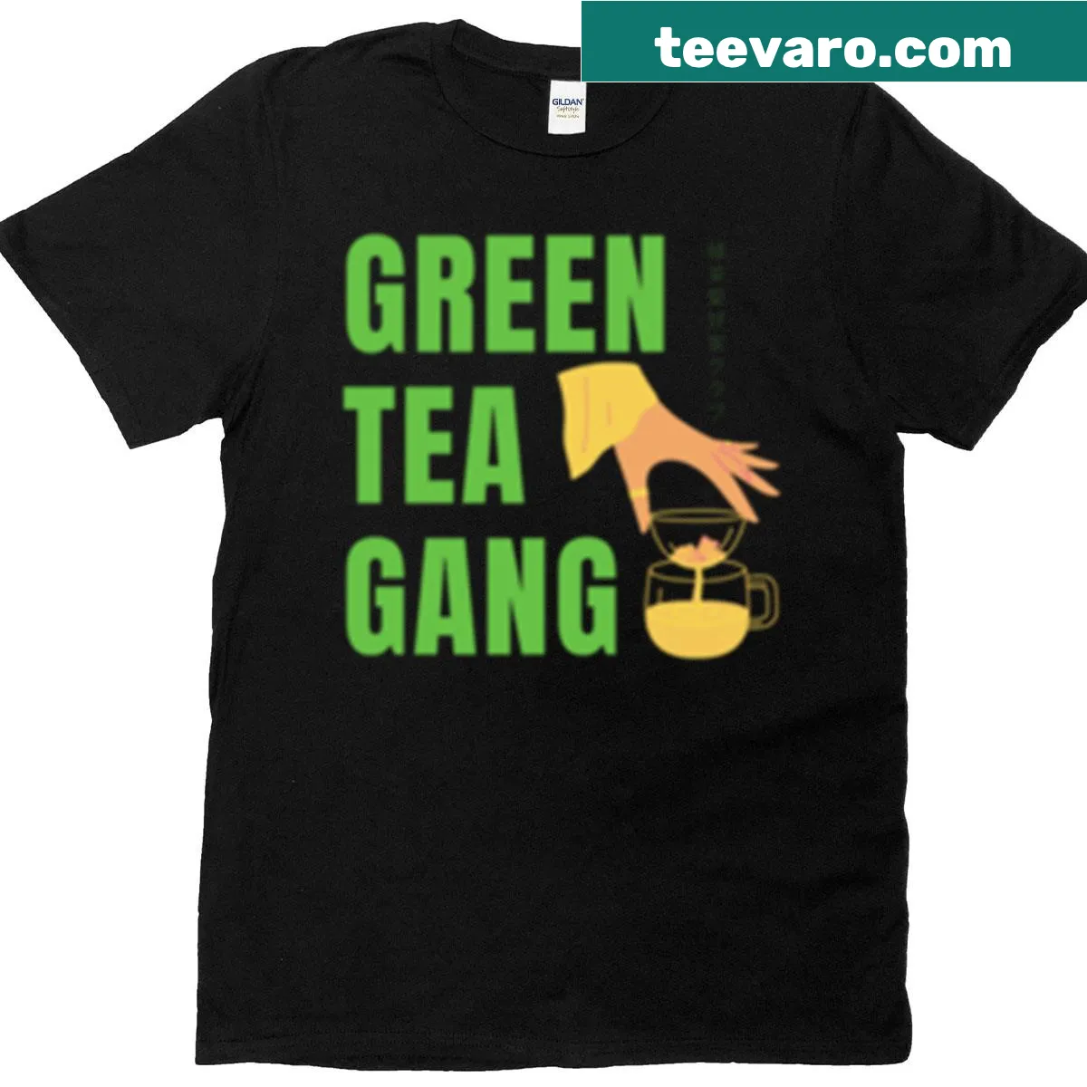 T-shirt featuring Japanese logo celebrating green tea culture — on a men's t-shirt