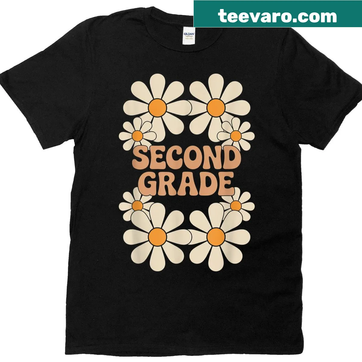Retro design T-shirt for second-grade teachers with playful graphics — on a men's t-shirt