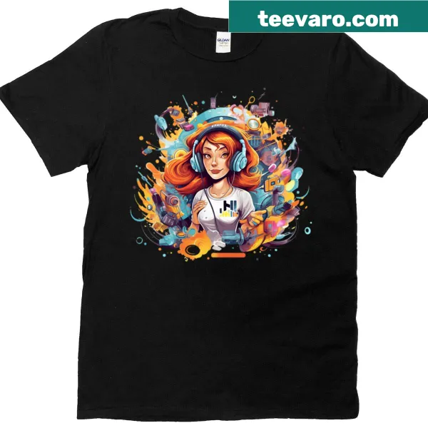 T-shirt featuring bold typography related to Hi Fi Rush