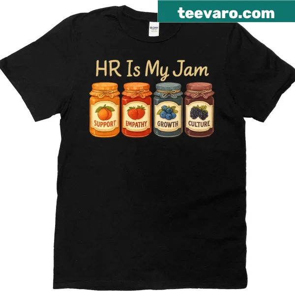 Vintage-style graphic with HR theme on a T-shirt