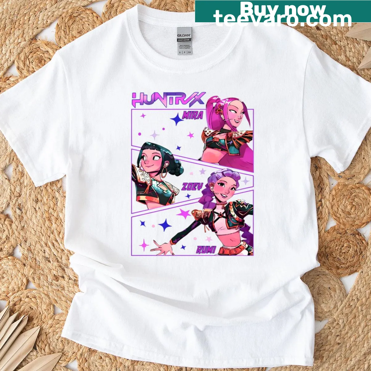 Kpop themed Huntrix printed T-shirt — on a men's t-shirt