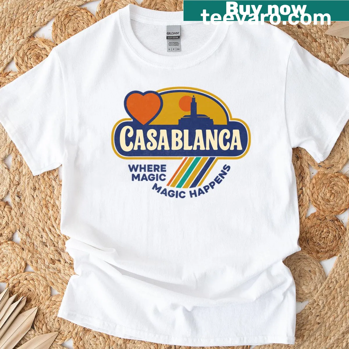 Oversized t-shirt with 'I Love Casablanca' printed prominently — on a men's t-shirt