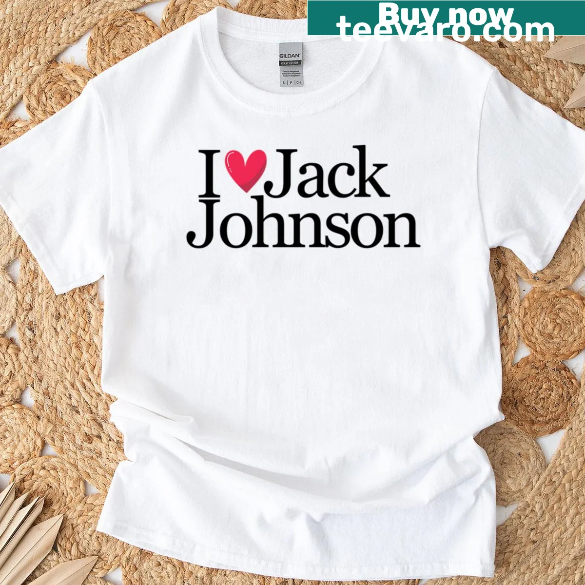 Text design stating 'I Love Jack Johnson' — on a men's t-shirt