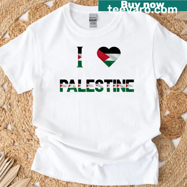 Heart design with Palestinian flag colors on oversized t-shirt