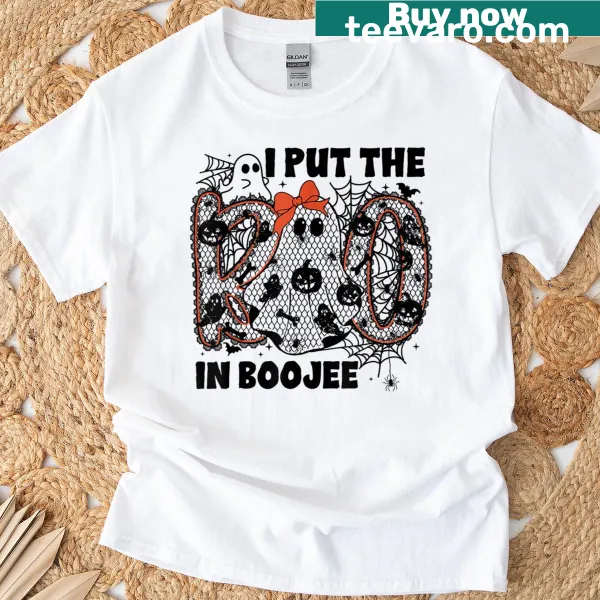 Cute Halloween t-shirt with ghost graphic and lace bow