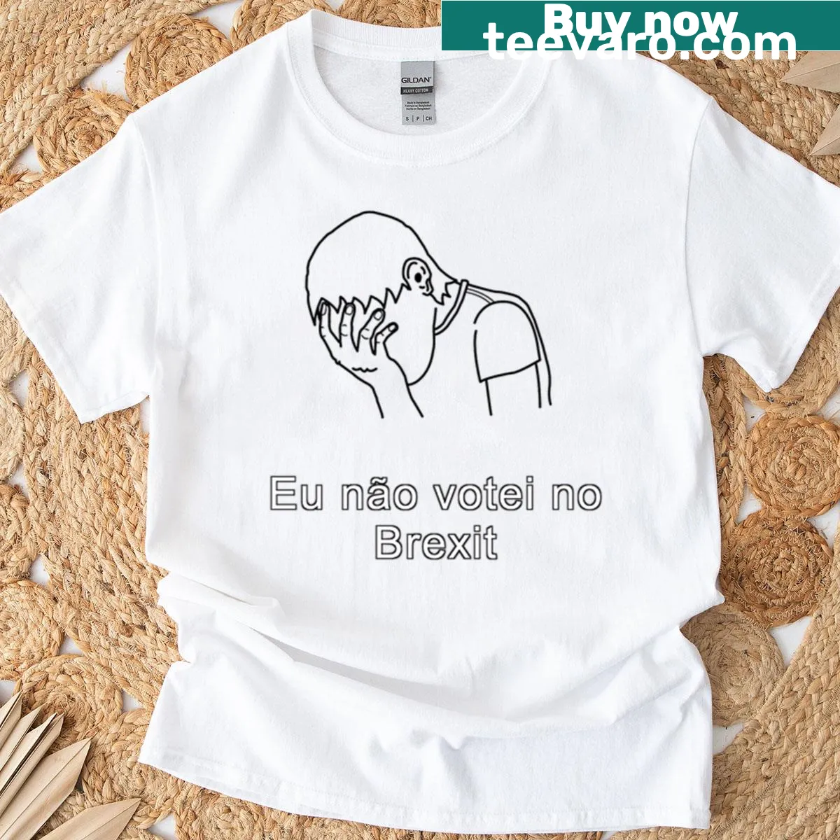 Text design reading 'In Portuguese I Didn't Vote For Brexit Despair Active' — on a men's t-shirt