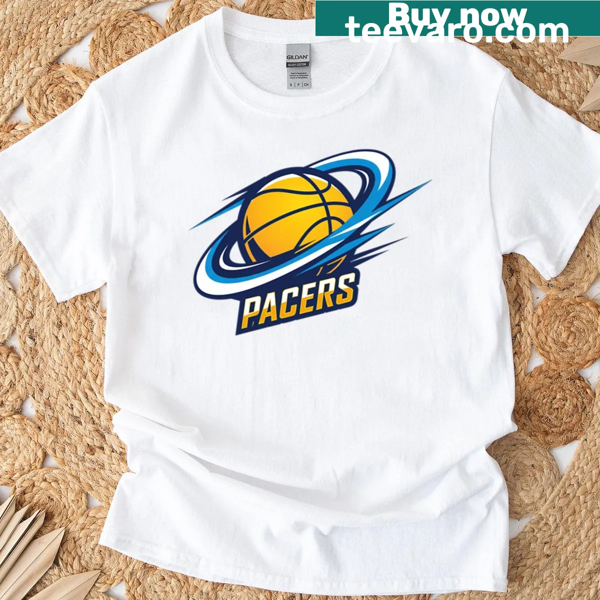 Indiana Pacers logo t-shirt featuring the team's emblem prominently displayed — on a men's t-shirt