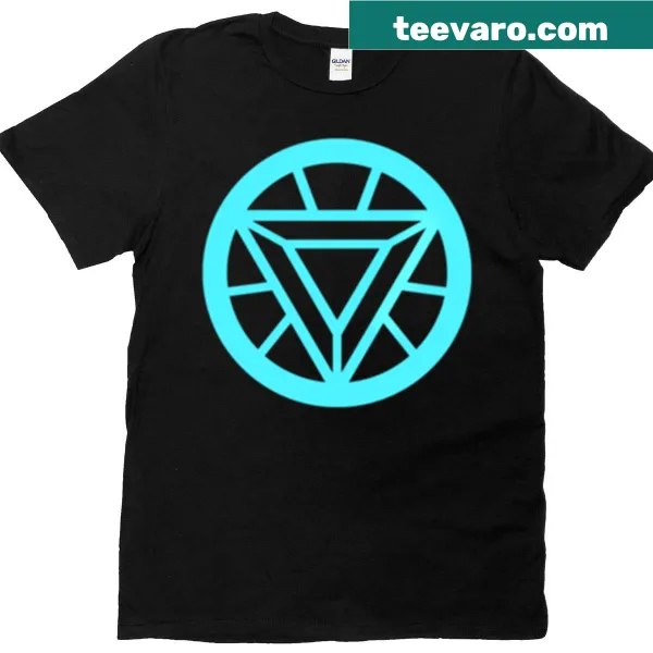 Blue Iron Man T-shirt featuring a bold dot design of the superhero.