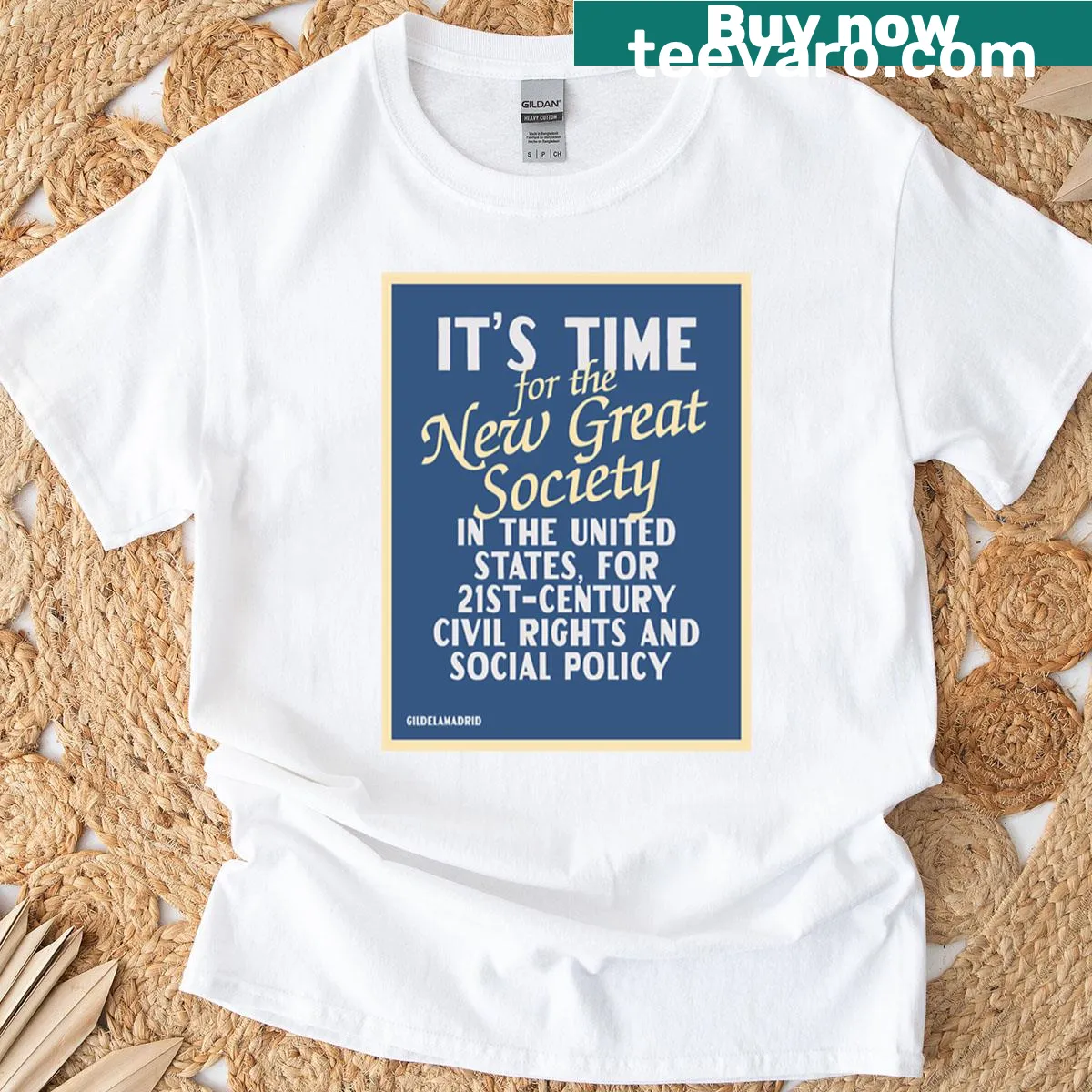 T-shirt with a design advocating for social reform — on a men's t-shirt