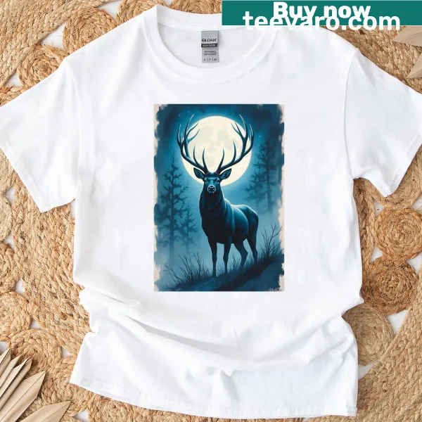 Oversized T-shirt featuring a playful illustration of a deer