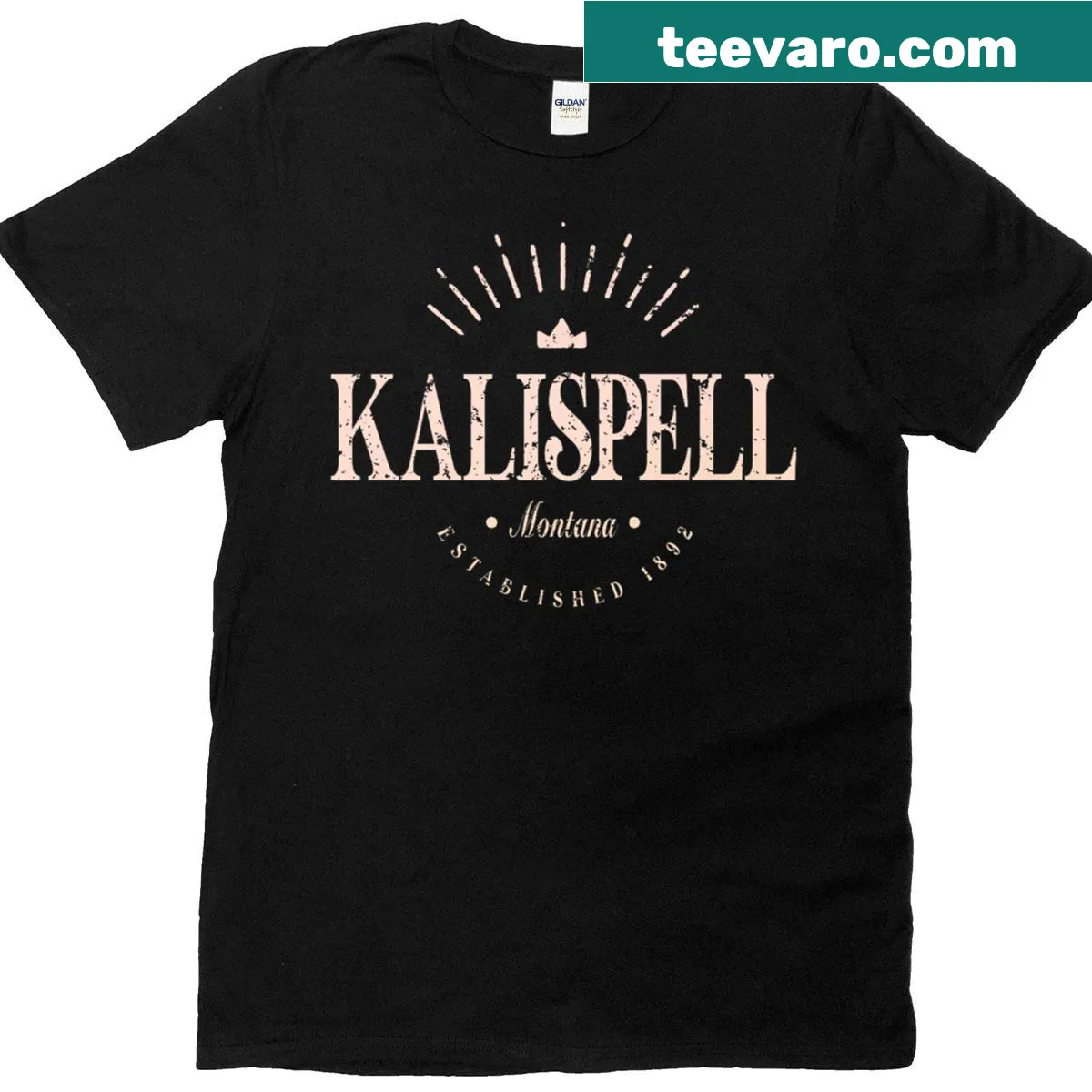 T-shirt featuring a modern design inspired by Kalispell, MT — on a men's t-shirt
