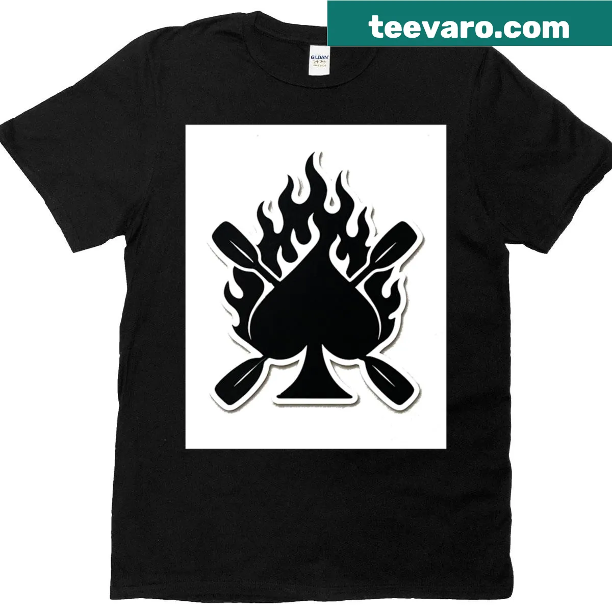 Kayaking graphic t-shirt featuring a paddler and waves — on a men's t-shirt