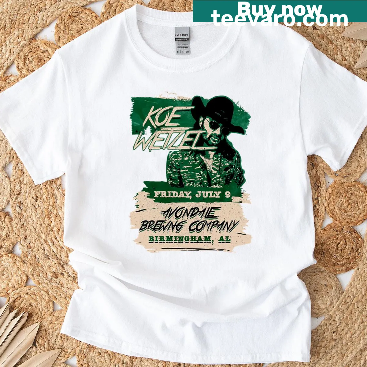 Koe Wetzel design T-shirt featuring bold typography — on a men's t-shirt