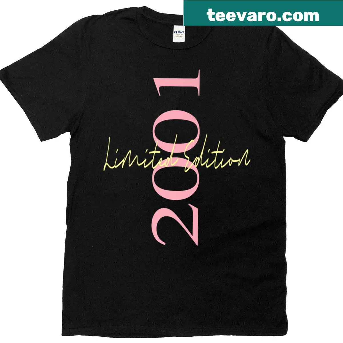 Vintage-style 2001 birthday shirt with nostalgic text design — on a men's t-shirt