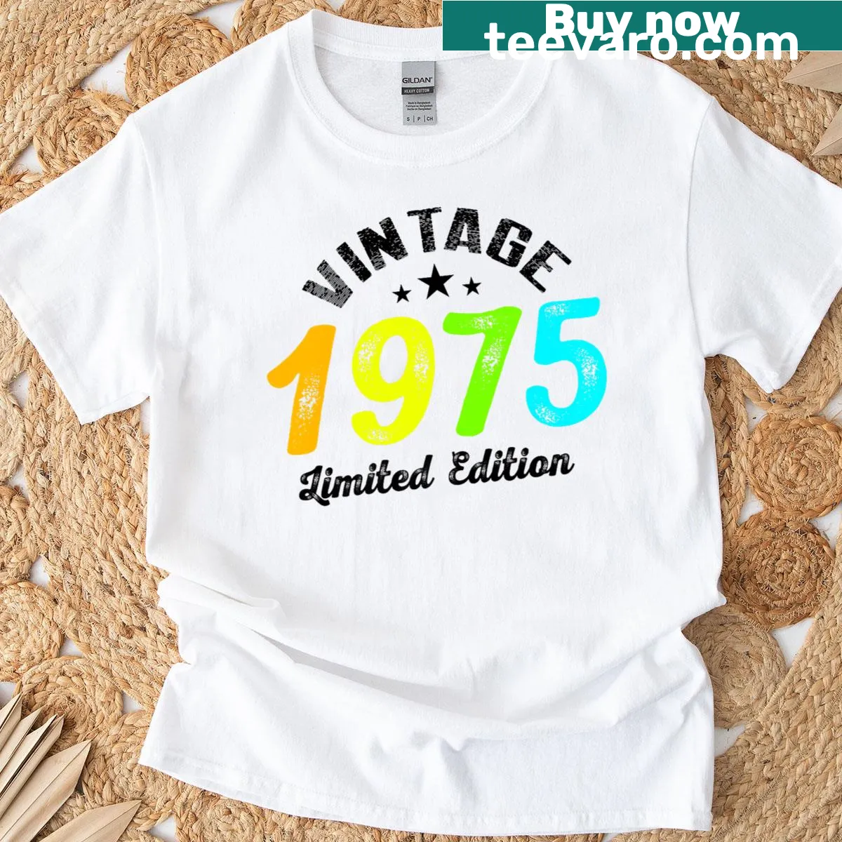 Limited edition vintage T-shirt celebrating the year 1975 — on a men's t-shirt