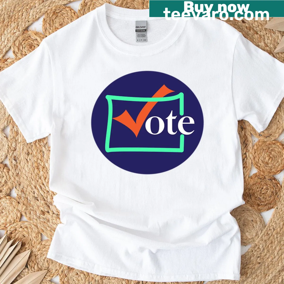 T-shirt with the motivational phrase 'Make Your Voice Heard Vote' — on a men's t-shirt