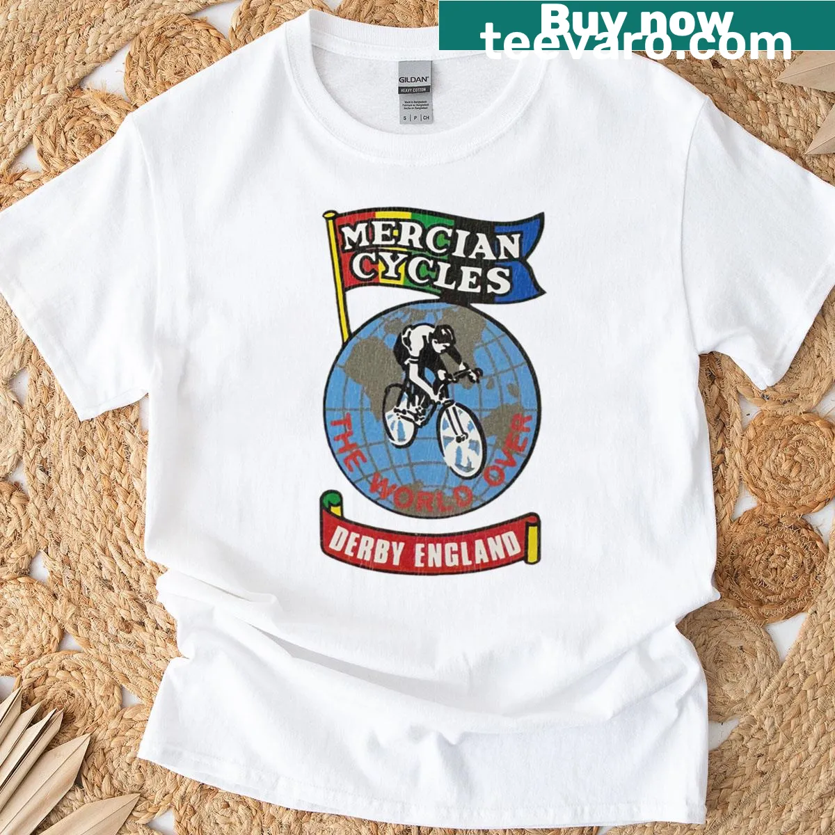 Vintage distressed logo T-shirt for cycling enthusiasts — on a men's t-shirt