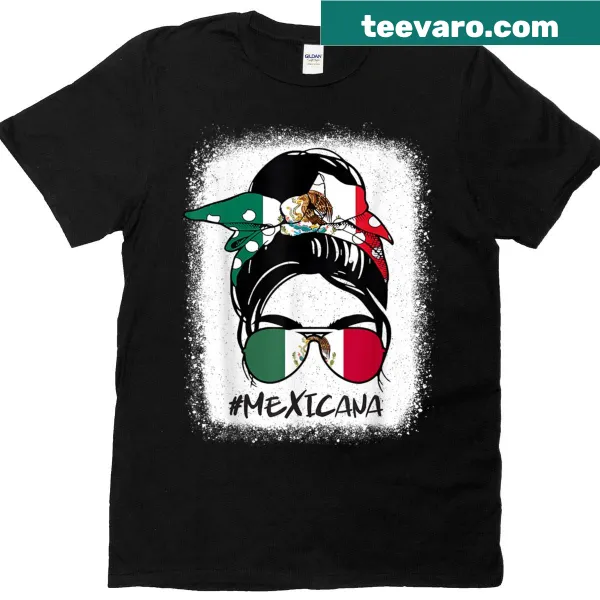 Illustrated Mexicana mom with messy bun and Mexican flag