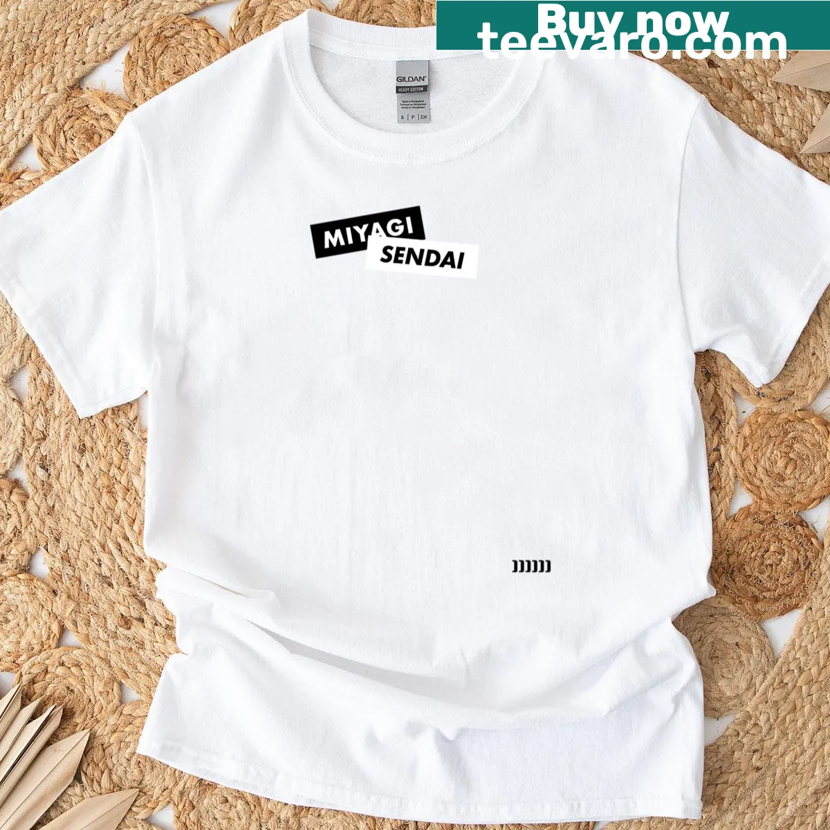 Oversized T-shirt featuring Miyagi Sendai box logo. — on a men's t-shirt