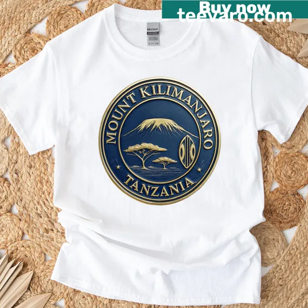 T-shirt featuring Mount Kilimanjaro and National Park Tanzania text