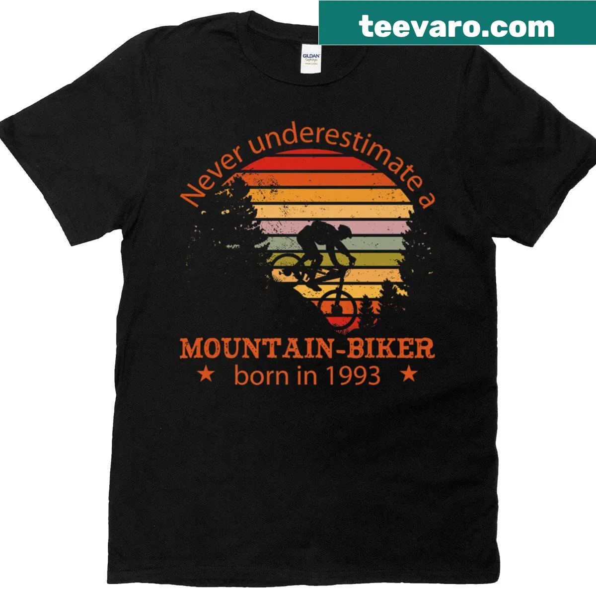 Vintage cycling T-shirt celebrating mountain biking from 1993 — on a men's t-shirt
