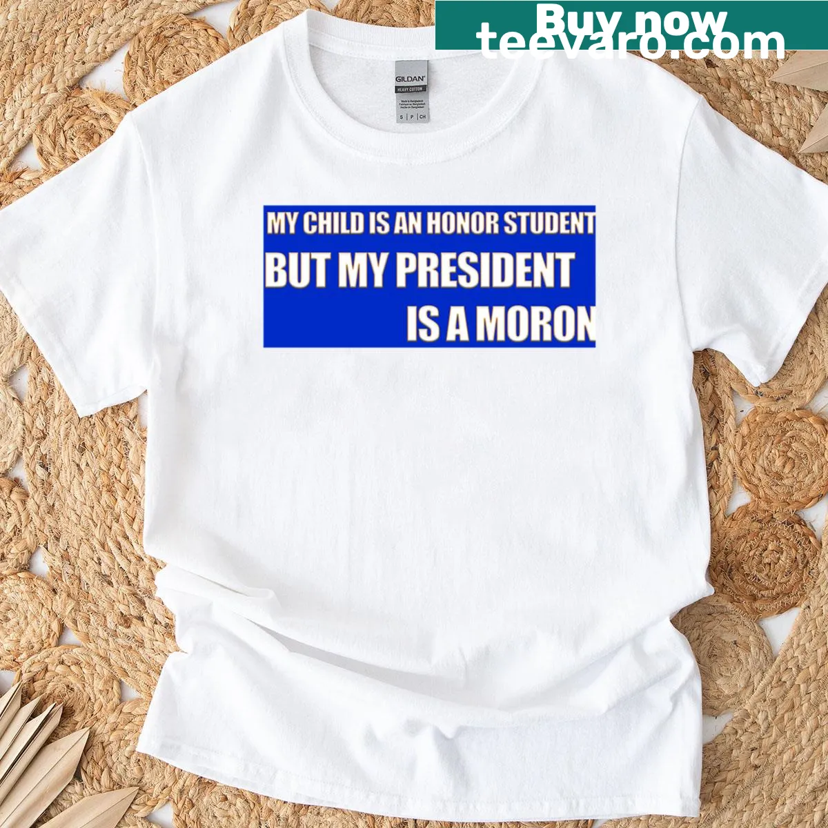 T-shirt with humorous text about being an honor student and political commentary — on a men's t-shirt