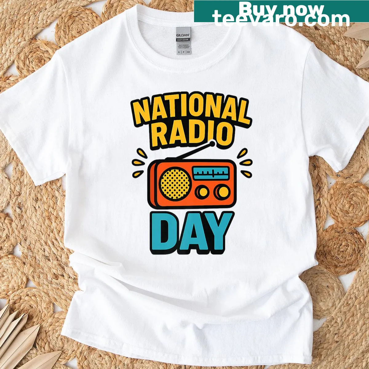 Retro t-shirt featuring a vintage boombox design for National Radio Day — on a men's t-shirt