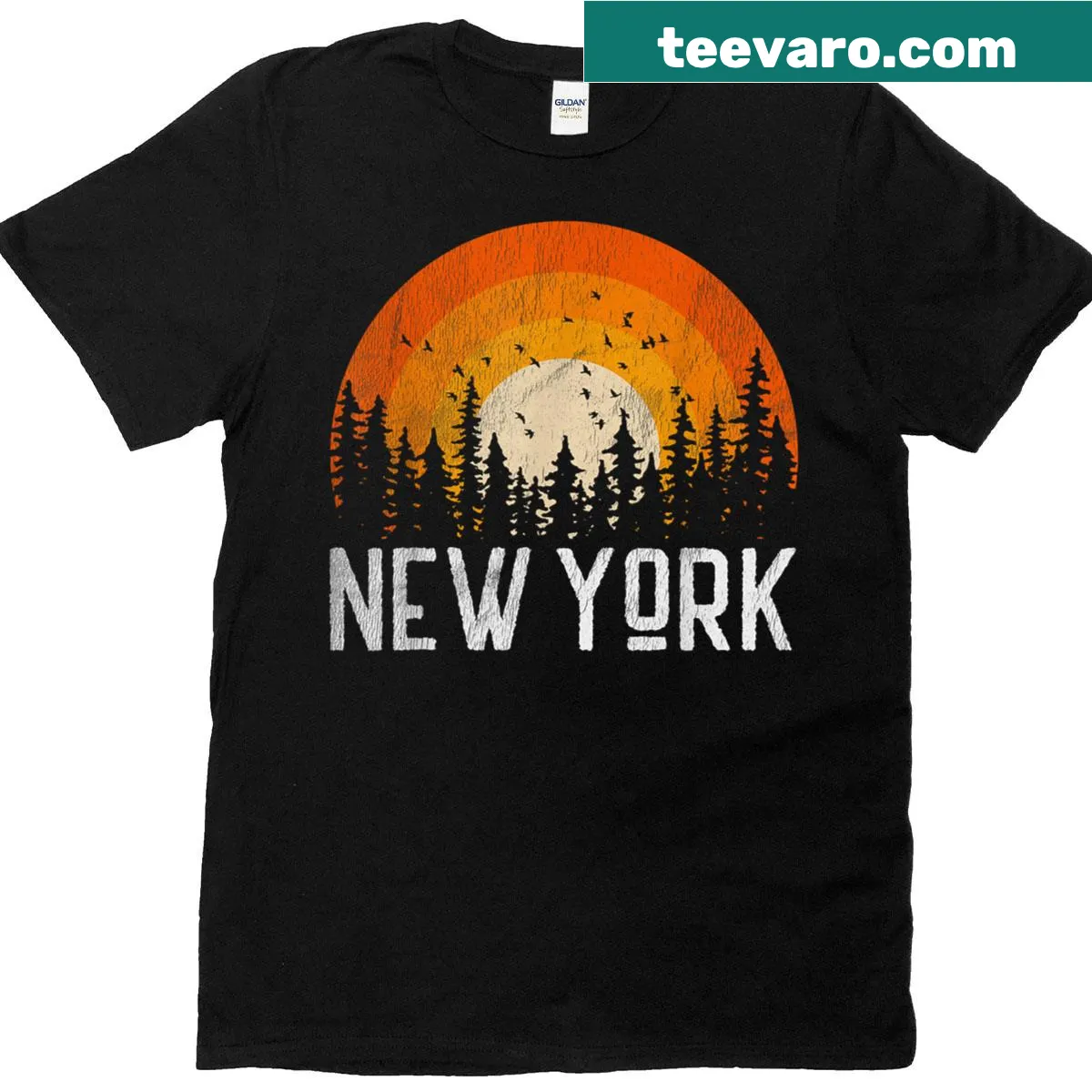 Vintage retro New York graphic t-shirt — on a men's t-shirt