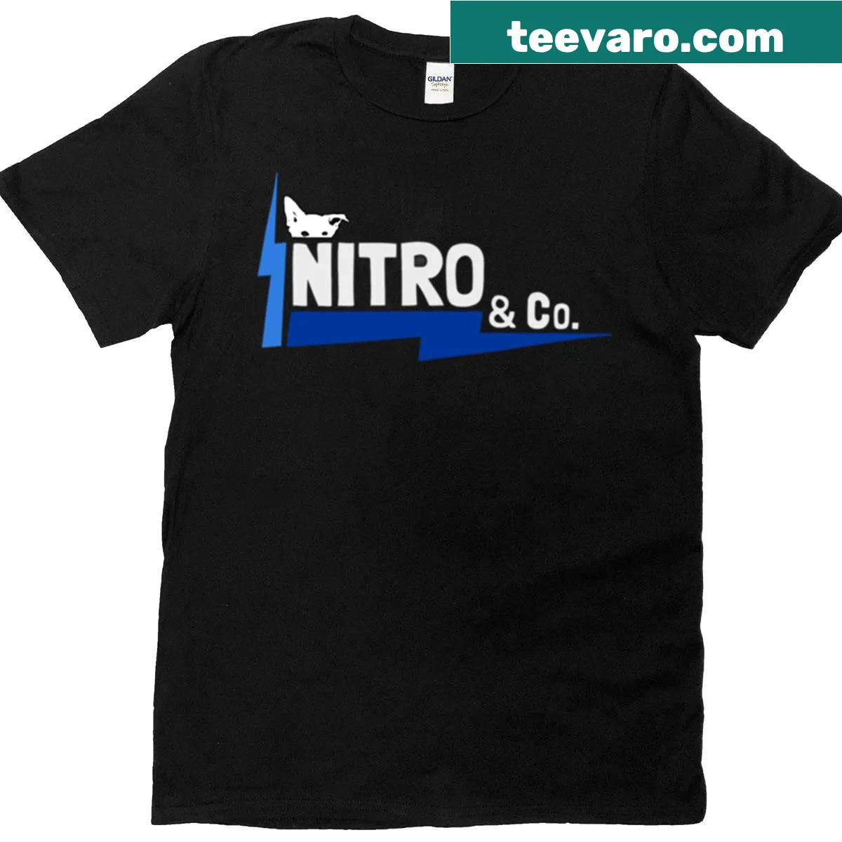 Nitro and Company logo T-shirt in minimalist style — on a men's t-shirt