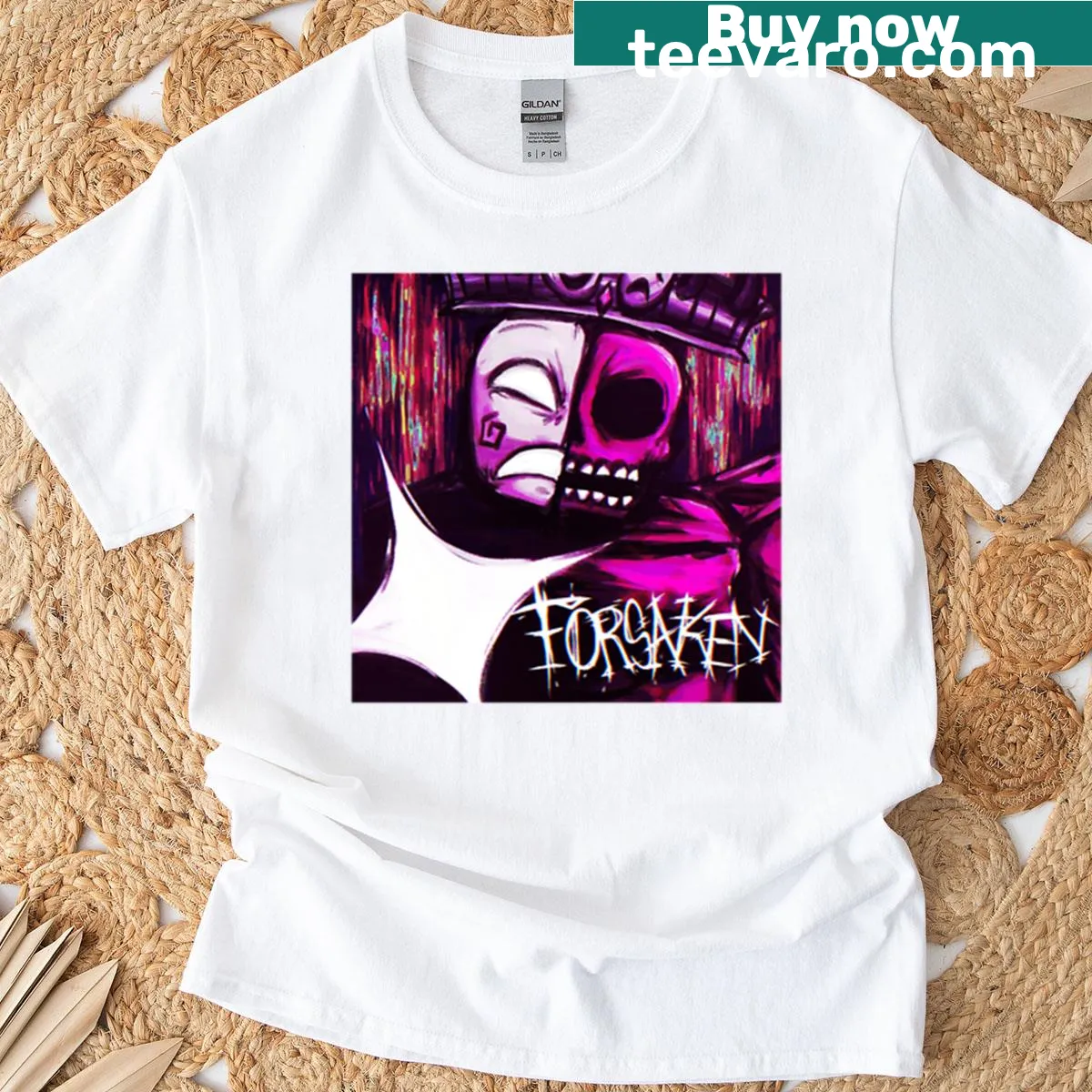 Roblox horror game T-shirt featuring Noli Forsaken logo — on a men's t-shirt
