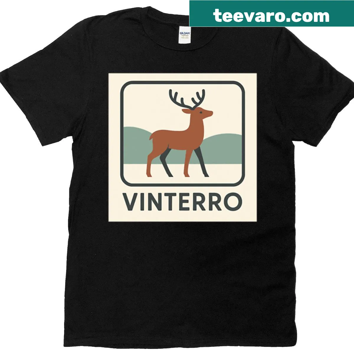 Minimalist Nordic deer design on an oversized T-shirt — on a men's t-shirt