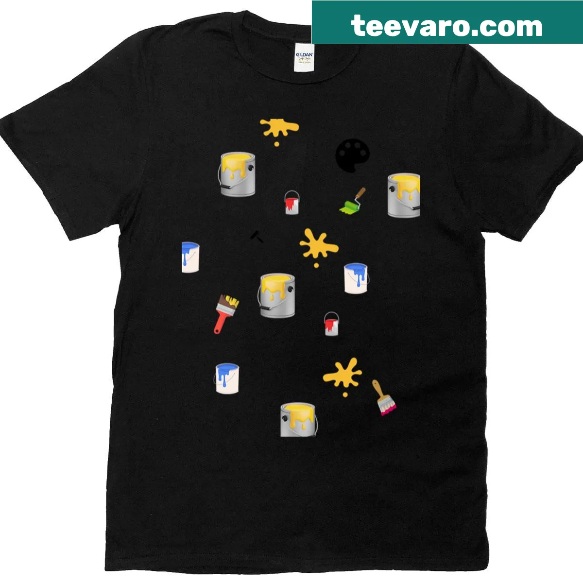 Art-inspired T-shirt featuring iconic painting motifs in a typographic design — on a men's t-shirt