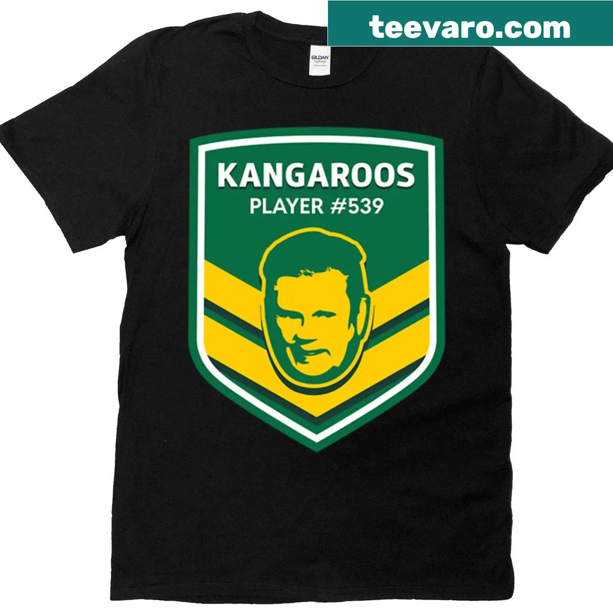 Paul Vautin Kangaroos logo t-shirt for Australian rugby fans — on a men's t-shirt