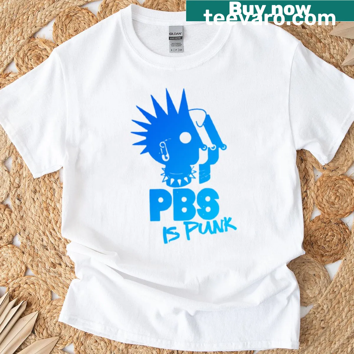 Edgy Pbs Is Punk T-shirt with striking graphic design — on a men's t-shirt